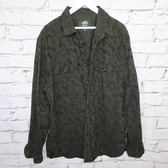 Roots Camo Green Button Shirt - Picture 1 of 5